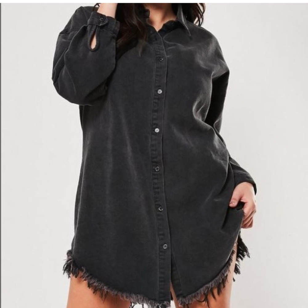 Missguided Black Denim Shirt Dress